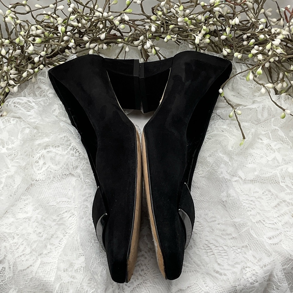 Vaneli Dannee Black Suede Low Heels Suede Pumps w/Silver Accents Sz10.5 #0217 - Picture 5 of 9